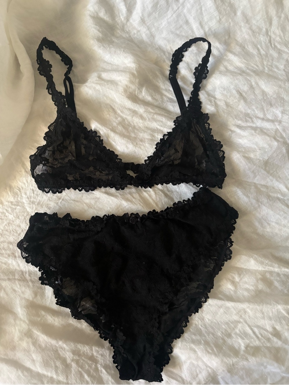 SKIMS Black Lace Bralette & High-Waist Brief Set